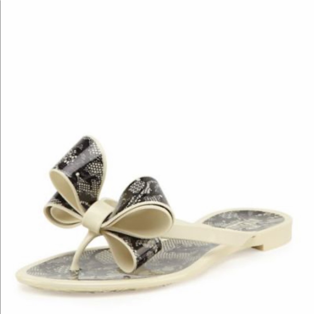 Valentino Lace-Print Jelly Thong - Size 38